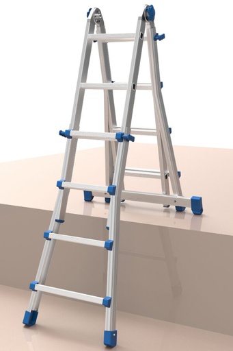 [1360016] Marchetti Aluminium Telescopic Ladder EQUIPE 12 x 12 max 6.30 M Italy