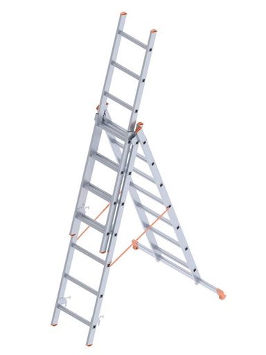 [1380012] Sarayli Triple Extension Aluminum Ladders 247X3 = 741 CM model 7309 Turkey