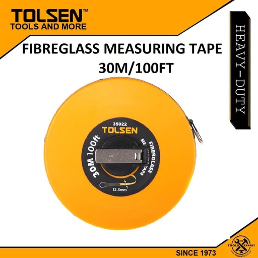 [1000137] TOLSEN 30M Fiberglass Measuring Tape with Metal Ring ABS Case 35022