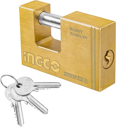 [DBBPL0602] INGCO Rectangular Padlocks Heavy Duty Brass Block Padlock Shutter Padlock (60mm) DBBPL0602